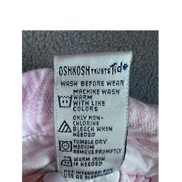Osh Kosh B'Gosh Bib Overalls Baby Girls Size 6-9 mo Pink White Vestbak Y2K VTG - Picture 7 of 7